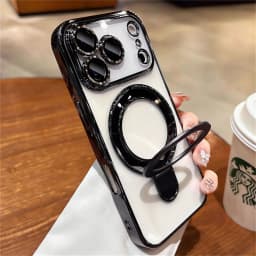 Luxury For Magsafe Bracket Case For iPhone 16 17 18 15 14 13 12 Pro Max 16 Plus Magnetic Ring Stand Holder Clear Acrylic Cover