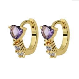 Huggies Earrings Purple white Green Blue Red Square Heart Silver Color Small Hoop Earrings for Women Girls Wedding Jewelry