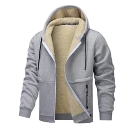 Blue Fleece-Lined Hoodie Jacket for Men - Warm, Comfortable, Casual Style Male Coat. Size M-5XL 6XL