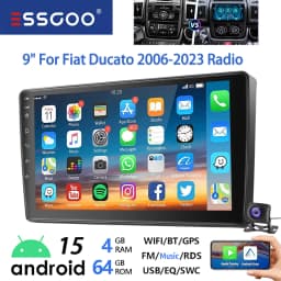 ESSGOO 9" Android 15 4+64G Car Stereo Radio For Fiat Ducato/Peugeot Boxer/Citro Carplay Android Auto GPS Navi FM RDS WiFi BT SWC