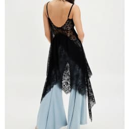 Women Sheer Maxi Lace Tanks Spaghetti Strap Mesh Tie Front Long Camisole Boho Flowy Floral See Through Coquette Layering Tops