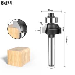 6mm Shank 1/4" Shank Corner Round Over Router Bit with Bearing Milling Cutter for Wood Woodwork Tungsten Carbide