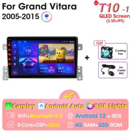 2 Din Android 12 Car Radio For Suzuki Grand Vitara 3 2005-2012 2013 2014 2015 Stereo Multimedia Video Player Navigaion Carplay