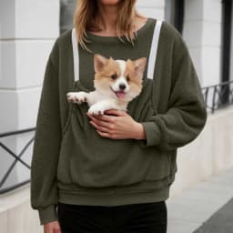 Women Fall And Winter Casual Plush Solid Color Pet Pocket Crew Neck Hoodless Sweatshirt Funny Jogging Suits Women Petite