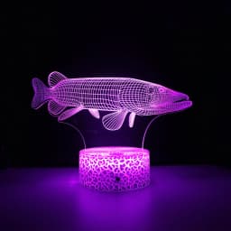 Nighdn Fish 3D Illusion Table Lamp LED Touch Acrylic 7/16 Color Changing Night Light Gift for Kids Elder Bedroom Decoration