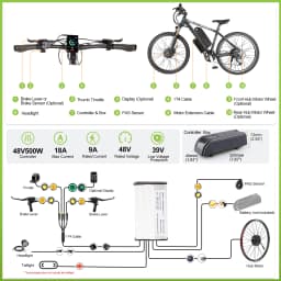 Bafang 48V 500W Front Rear Hub Motor Brushless Gear Bicycle Electric Bike Conversion Kit 20-29 Inch 700C Wheel Drive Engine