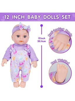 Simulation doll cute purple clothes with pacifier 30CM reborn doll simulation doll girl gift