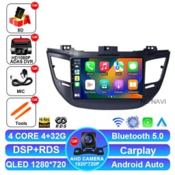 Android 15 Car Radio For Hyundai Tucson IX35 3 2015 2016 2017 2018 Multimedia Wireless Carplay Auto Qualcomm QLED Navigation DSP