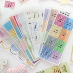 Journal GO 30pcs Mixed Material Date Planner Stickers PET & Washi Paper Index Sticker for Scrapbooking Colorful Number Month