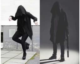 Mens Mid-Length Coat Thin Outerwear Spring Autumn Winter Black Face Mystery Person's Robe Style Casual Breathable Polyester F...