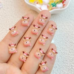 50Pcs New Cute Resin Mini Christmas Snowman, Tree, Old Man Collection Flat Back Manicure Parts Embellishments For Hair Bows