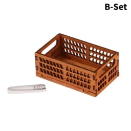 1Set 1:12 Dollhouse Miniature Wooden Bread Rack Cake Shelf Storage Box/Basket With Baking Clip DollHouse Scene Decor Accessories