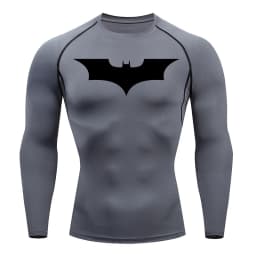 Bat Print Long Sleeve Compression Shirts for Men Gym Workout Running Tees Athletic Quick Dry Tshirts Tops Rash Guard Baselayers