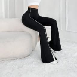 Line splicing simple flared pants for women slim split pants high elasticity hip lifting high waist running fitness yoga pants
