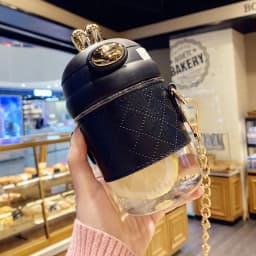 Cute Rabbit Ear Plastic Water Bottles With Straw For Girls Kids Portable Strap Student Bottle With Cup Cover Anti-drop BPA Free