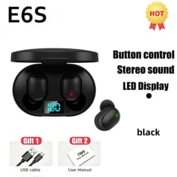 E6S Bluetooth Earphones with Mic TWS Wireless Digital Display Bluetooth Headset Noise Cancelling Headset for Xiaomi Huawei Oppo