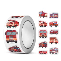 500PCS Fire Truck Roll Stickers Graffiti Cartoon Art Gift Scrapbooking Living Room Phone Community Skateboard Nostalgia Sticker