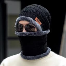 3Pcs Winter Beanie Hat Scarf Gloves Set Fleece Lined Knit Thermal Warm Touch Screen Unisex Windproof Cold Weather Outdoor Set
