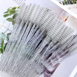 50pcs Eyelashes Brush Crystal Diamond Handle Makeup Brush Mascara Wands Eyelash Extension Tool Supplies Applicator Spoolers