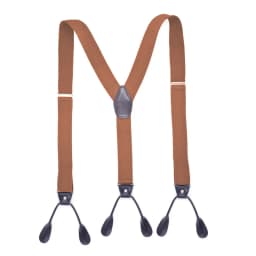 35mm Width Suspenders for Men Dark Brown Leather Button Elastic Y Back Male Fashion Suspenders Pant Braces Jock Strap Men