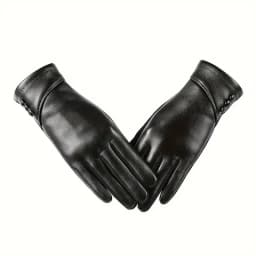 Elegant Genuine Leather Touchscreen Gloves with Soft Fleece Lining - Perfect for Stylish Warmth on Casual Weekends