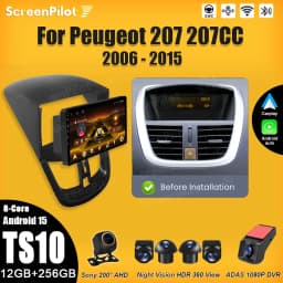 Android 16 7/9 Inch For Peugeot 206+ 207 207CC 2006 - 2015 Stereo Head Unit 2K QLED GPS Navigation Touch Screen 5G RDS 8 Core
