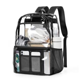 Clear Polyester Backpack - Stylish Transparent Daypack for School Multipocket Transparent Backpack Casual Modern Aesthetic Bag 