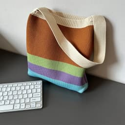 New Rainbow-Colored Knit Bag Korean-Style Simple and Versatile Striped Handbag Shoulder Tote Bag Large Capacity Women's Bag