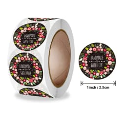 500pcs Handmade with Love Stickers Baking Label Wedding Sticker Party Label Decoration Envelope Seal Stationery Black Sticker