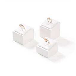 Window Jewelry Ring Holder Stand Show Counter Cabinet Display Tray Insert Jewellery Ring Storage White Leather Presentation Rack
