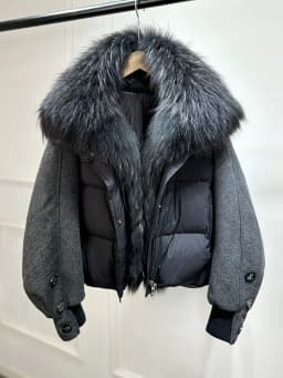 Lagabogy 2026 Natural Real Fur Collar Down Coat Women Thick Puffer Jacket Autumn Winter Loose Patchwork Sleeves Female Parkas