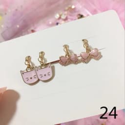 2 Pairs/Set 2 Pairs/Set New Arrivals Cute White Cats Butterfly Clip on Earrings for Kids Girls Earrings Jewelry No Pierced Child