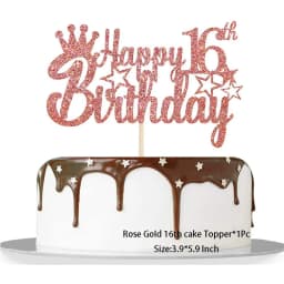 Iridescent Number 16 Paper Star Dot Garland Hanging Bunting for Sweet Rose Gold 16th Happy 16st Birthday Anniversary Party Decor