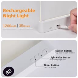LED Reading Light Rechargeable Clear LED Flat Book Light Eye Protection 3 Color Timer Reading Lamp Bed Bedroom Night Light