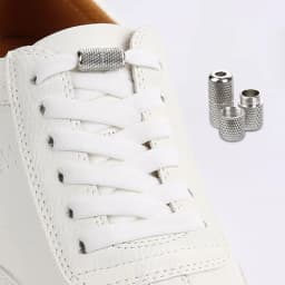 Elastic Flat Shoelaces for Sneakers No Tie Shoe Laces Metal Flower Noodle Capsule Buckle One Size Fits All for Kids and Adults