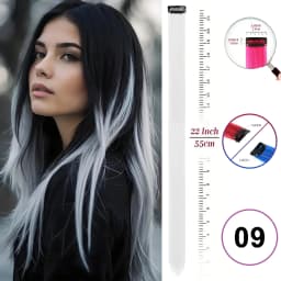 VEYDA Colored Party Highlights Clip in Hair Extensions for Girls 22 Inches Omber Colors Straight Hair Synthetic Hairpieces