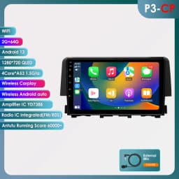 Hizpo Android 13 Stereo For Honda Civic 10th 2016 2017 2018 2019 2020 Car Radio Multimedia Video Player GPS Carplay Head Unit BT