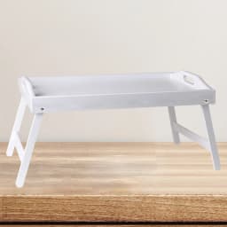 Foldable Bamboo Breakfast Tray with Handles - Ideal for Bed, Sofa or TV - Laptop, Snack and Meal Tray (Black/White)