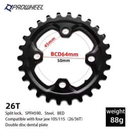 PROWHEEL MTB Sprocket 104/64BCD Double Sprockets 26T 28T 36T 38T Mountain Bike Chainring 10S/11S Compatible MTB Crankset