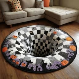 For Halloween Rug Optical-Illusion Rug Carpet Entrance Door Mat Home Decor Living Room Non-Slip Felt Carpet Halloween Present