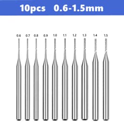 10pcs PCB Corn End Milling Cutter 0.5-3.175mm, 3.175mm (1/8) Shank Hard Alloy PCB Milling Cutter CNC Cutting Milling Cutter