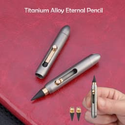 2 IN 1 MINI Ballpoint Pen Stainless Steel Eternal Pencil Erasable Pencil Portable Key Pendant Pocket Pen Emergency Writing
