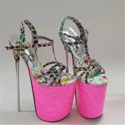 Summer 19cm Metal Thin High Heels Sandals Female Platform Women's Shoes Narrow Band Steel Pipe Dance Buckle SM Stripper Pumps