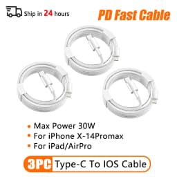 66W Type C PD 30W USB Cable For Apple iPhone 16 15 14 13 11 Pro Max 12 Mini 7 8 Plus XS R Fast Charging USB C Cable Charge Wire