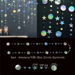 Iridescent Star Moon Circle Garland Ramadan EID Mubarak Birthday Party Decorations Hanging Crescent Twinkle Little Star Streamer