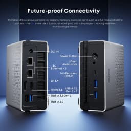 Chuwi Ubox Mini Pc Amd Ryzen 5 6600H 16Gb LPDDR5 512Gb Ssd Windows 11 Pro 4K 144Hz Decoding Wifi 6 Bt 5.2 Extend M.2 1t*2 650g