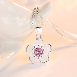 Real 925 Sterling Silver Crystal Flower Pendant Necklace Stud Earrings Jewelry Sets For Women Vintage New FQL23079