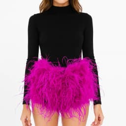 Real Ostrich Feather Fur Short Pants Hot Pants Sex Fashion 23A0409
