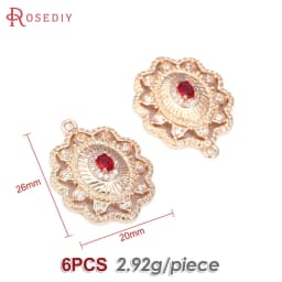 18K Gold Color Brass Zircon Glass Oval Shape Connect Charms Pendants High Quality Diy Jewelry Accessories Making Materials