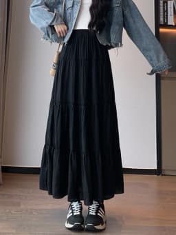 Elegant White Ruffled Long Skirts for Women High Waist A Line Maxi Skirt Woman Spring Summer Casual Loose Korean Umbrella Skirt